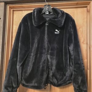 Puma Black Faux Fur zip up Jacket